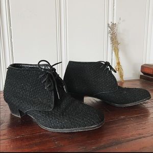 Vtg Barney’s New York Black Woven Booties